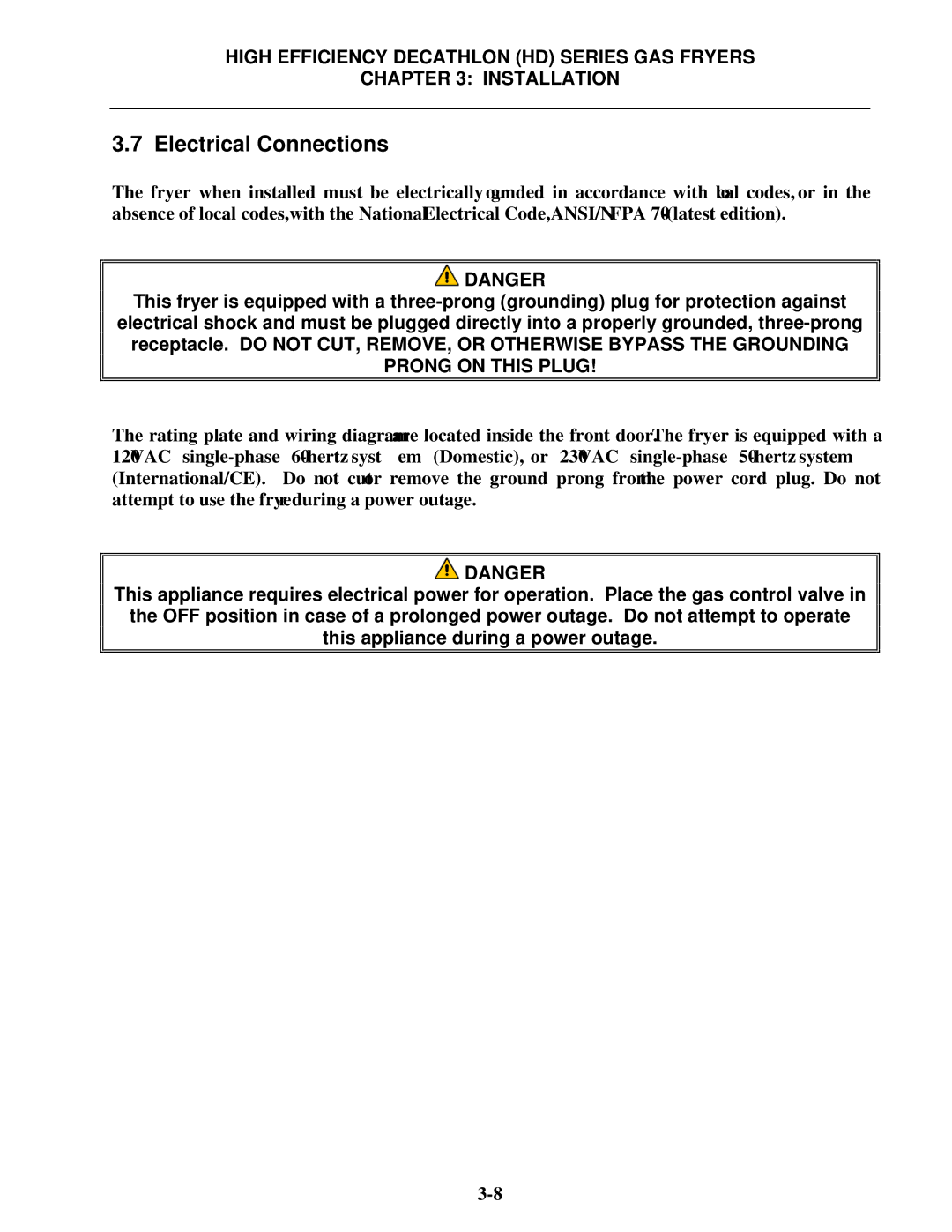 Frymaster FPHD65 operation manual Electrical Connections 