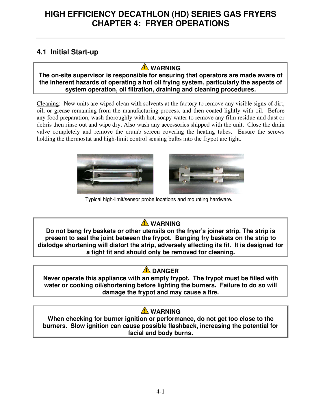 Frymaster FPHD65 operation manual Initial Start-up 