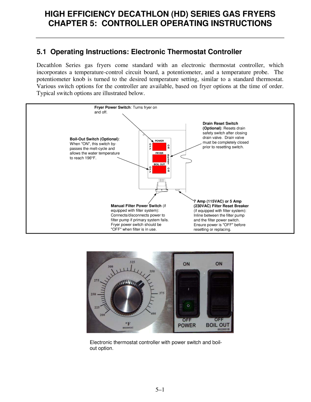 Frymaster FPHD65 operation manual Operating Instructions Electronic Thermostat Controller 