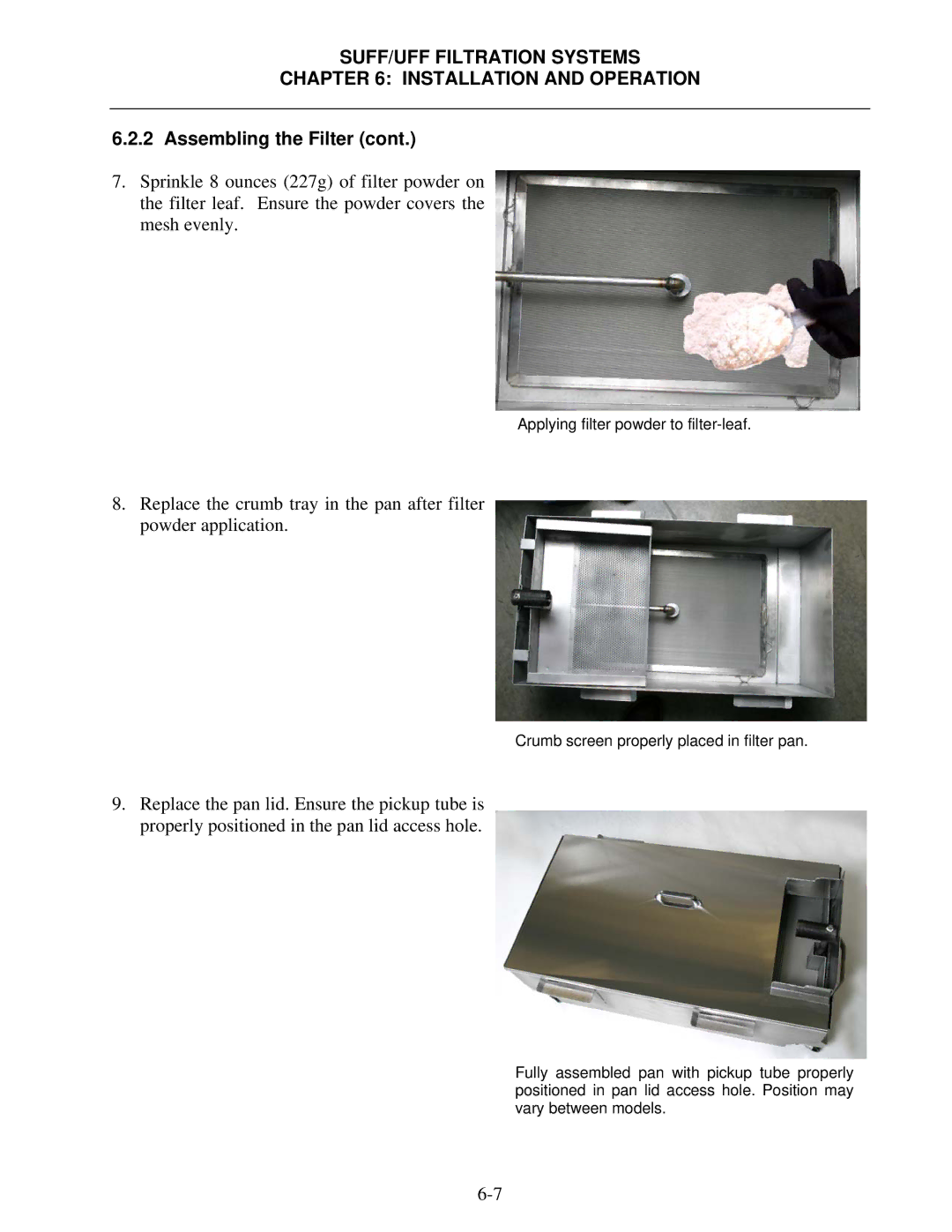 Frymaster FPHD65 operation manual Applying filter powder to filter-leaf 