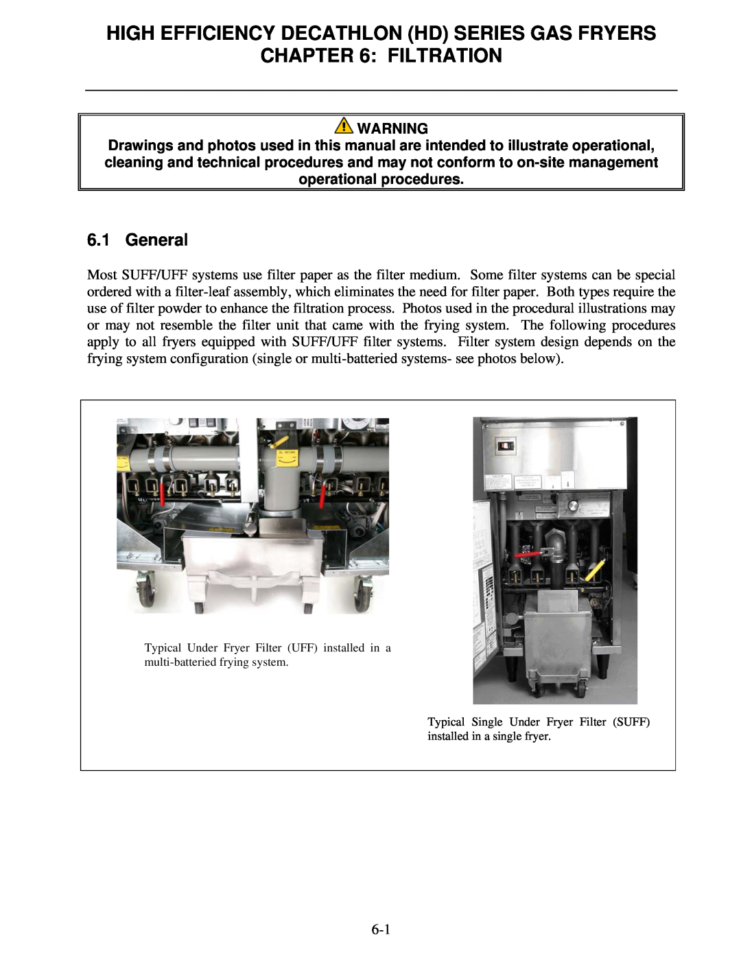 Frymaster FPHD65 operation manual Filtration, General, High Efficiency Decathlon Hd Series Gas Fryers 