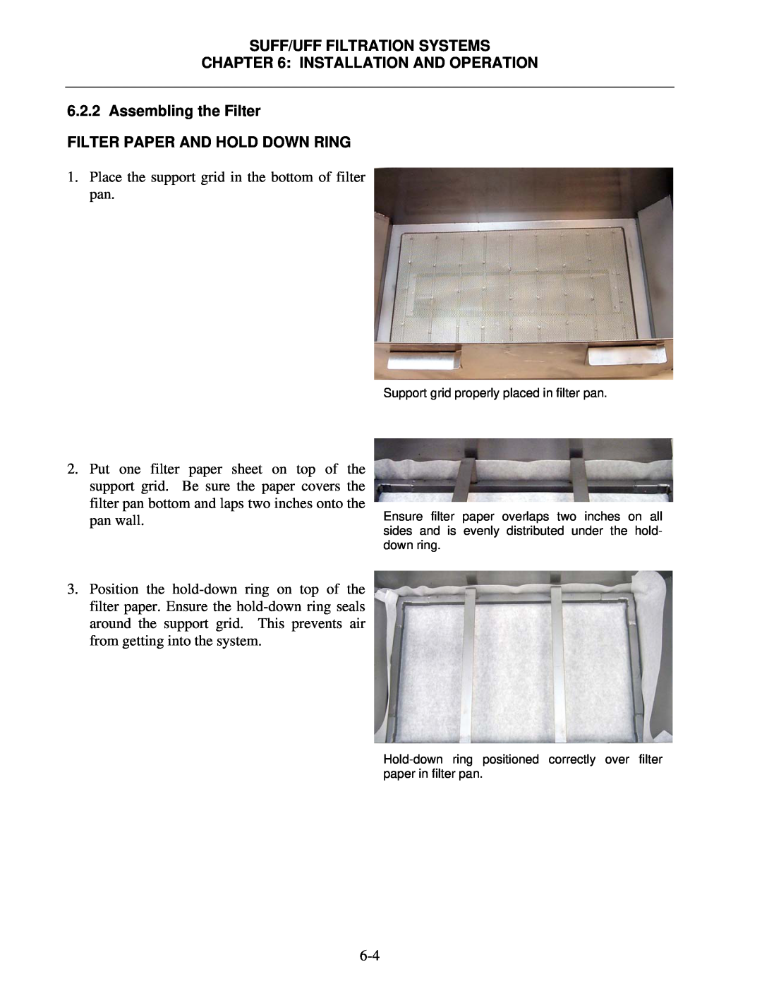 Frymaster FPHD65 operation manual Assembling the Filter, Suff/Uff Filtration Systems, Installation And Operation 