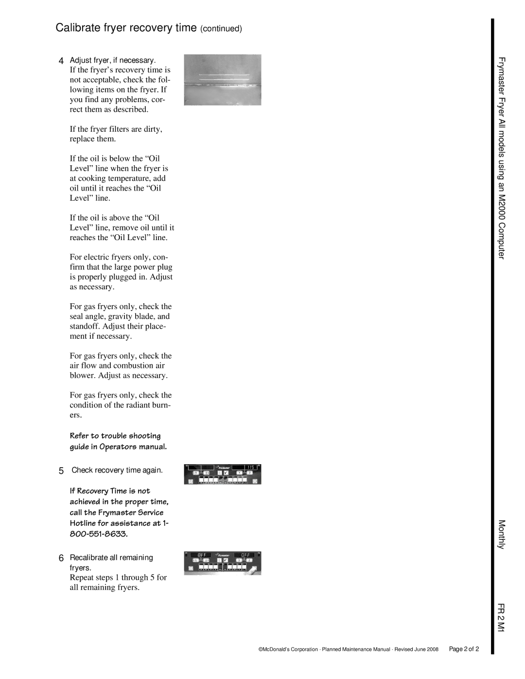 Frymaster FR2 manual Calibrate fryer recovery time, Adjust fryer, if necessary, Check recovery time again 