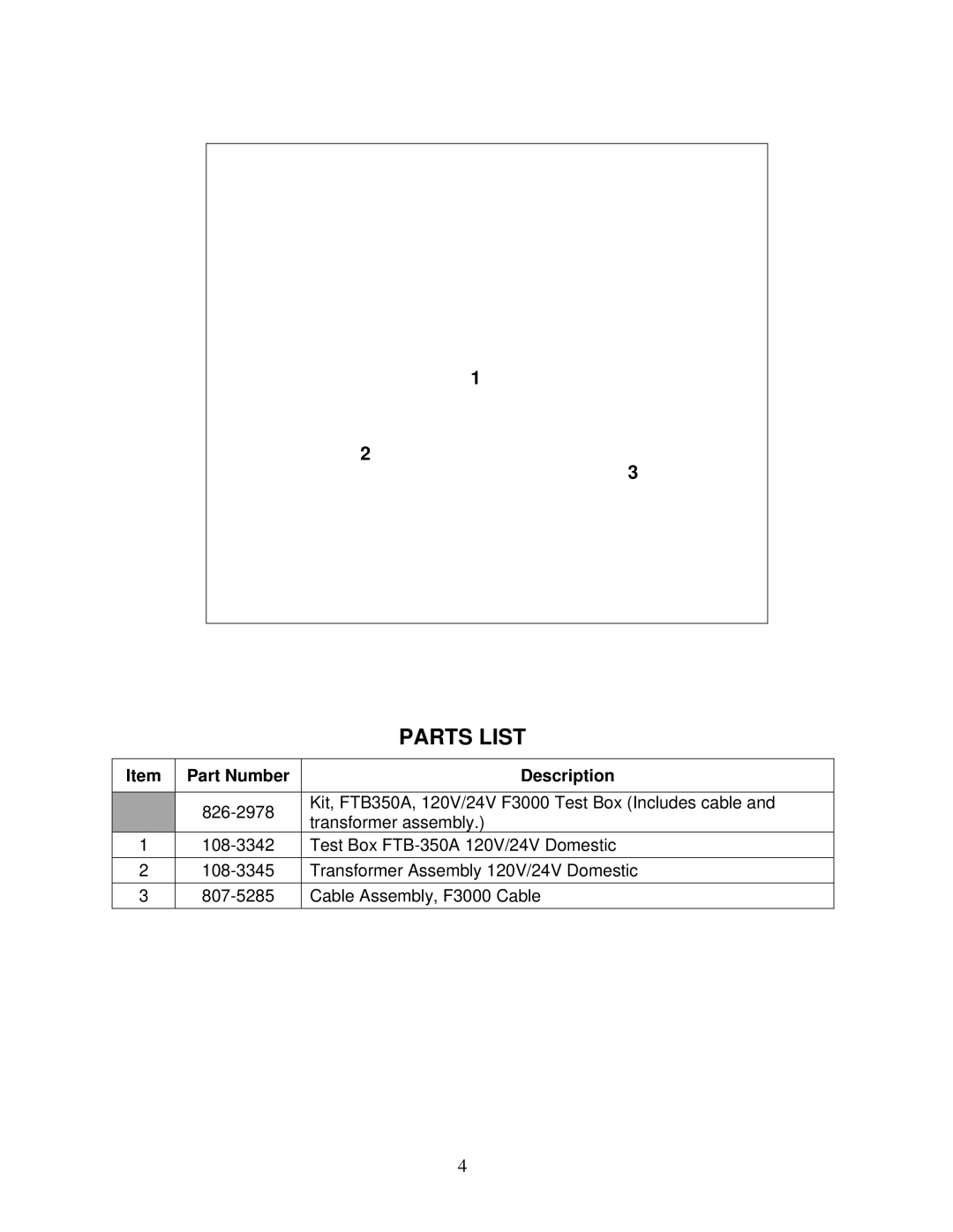 Frymaster FTB-350A operation manual Parts List, Description 