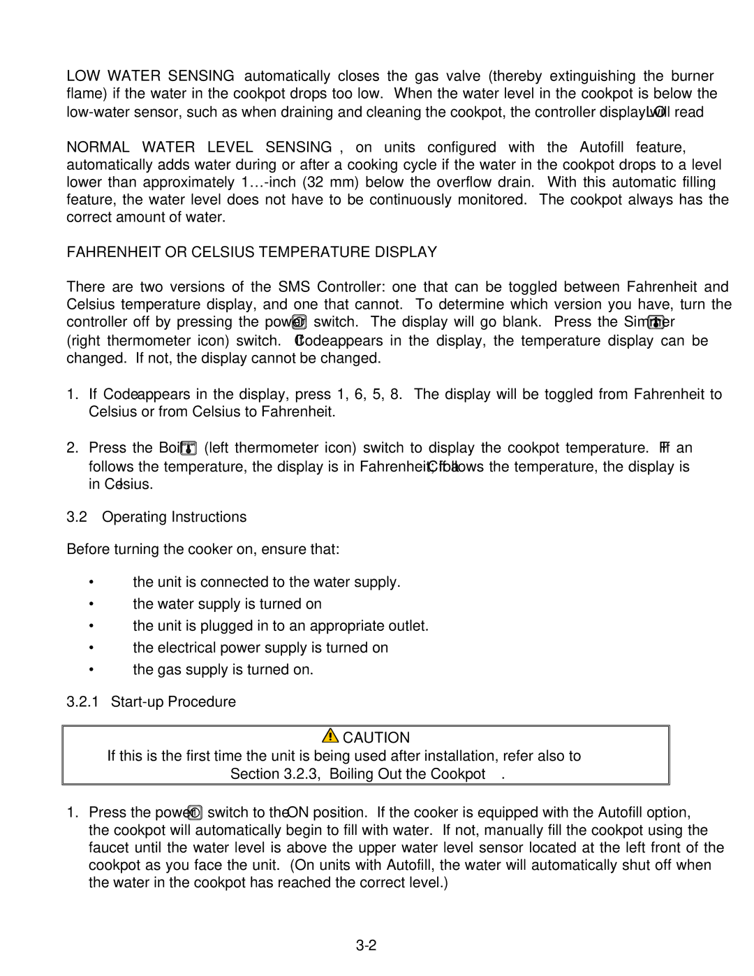 Frymaster GSMS, GBC, GC operation manual Fahrenheit or Celsius Temperature Display, Operating Instructions 