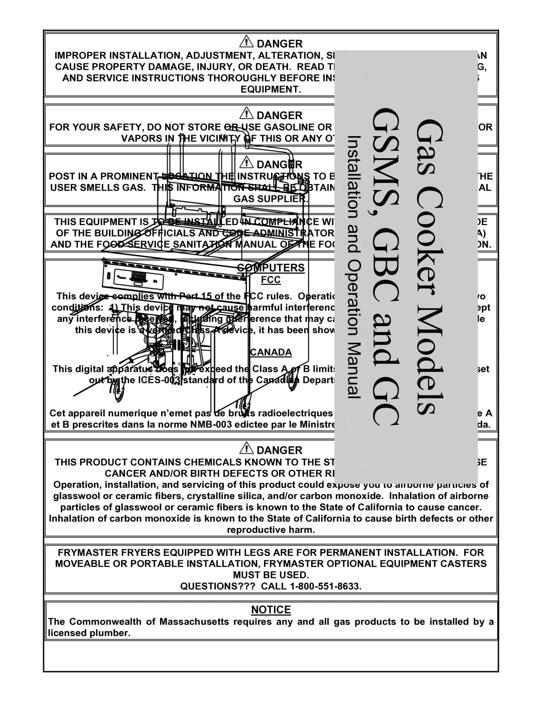 Frymaster GC, GSMS, GBC operation manual Computers, Fcc 