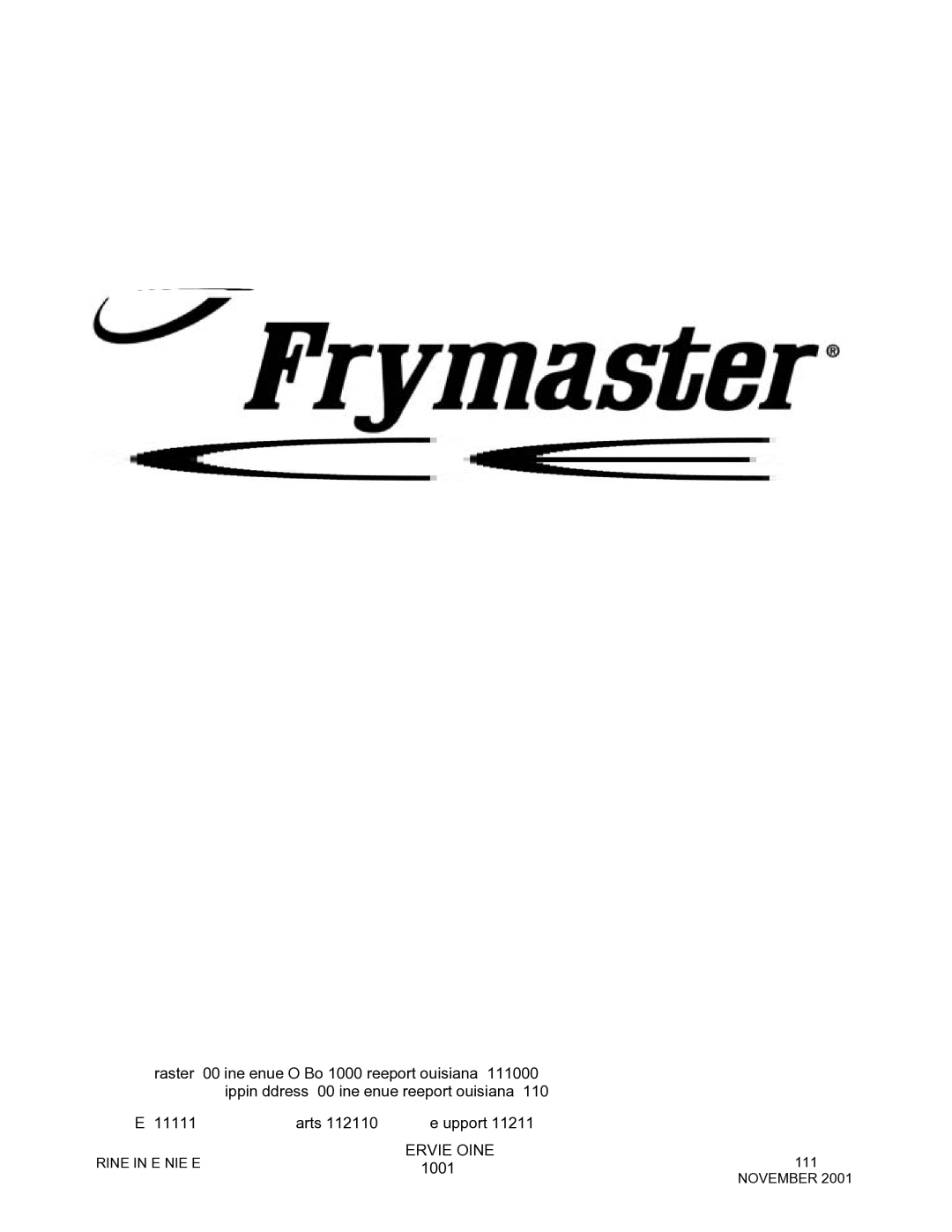 Frymaster GBC, GSMS, GC operation manual Service Hotline 