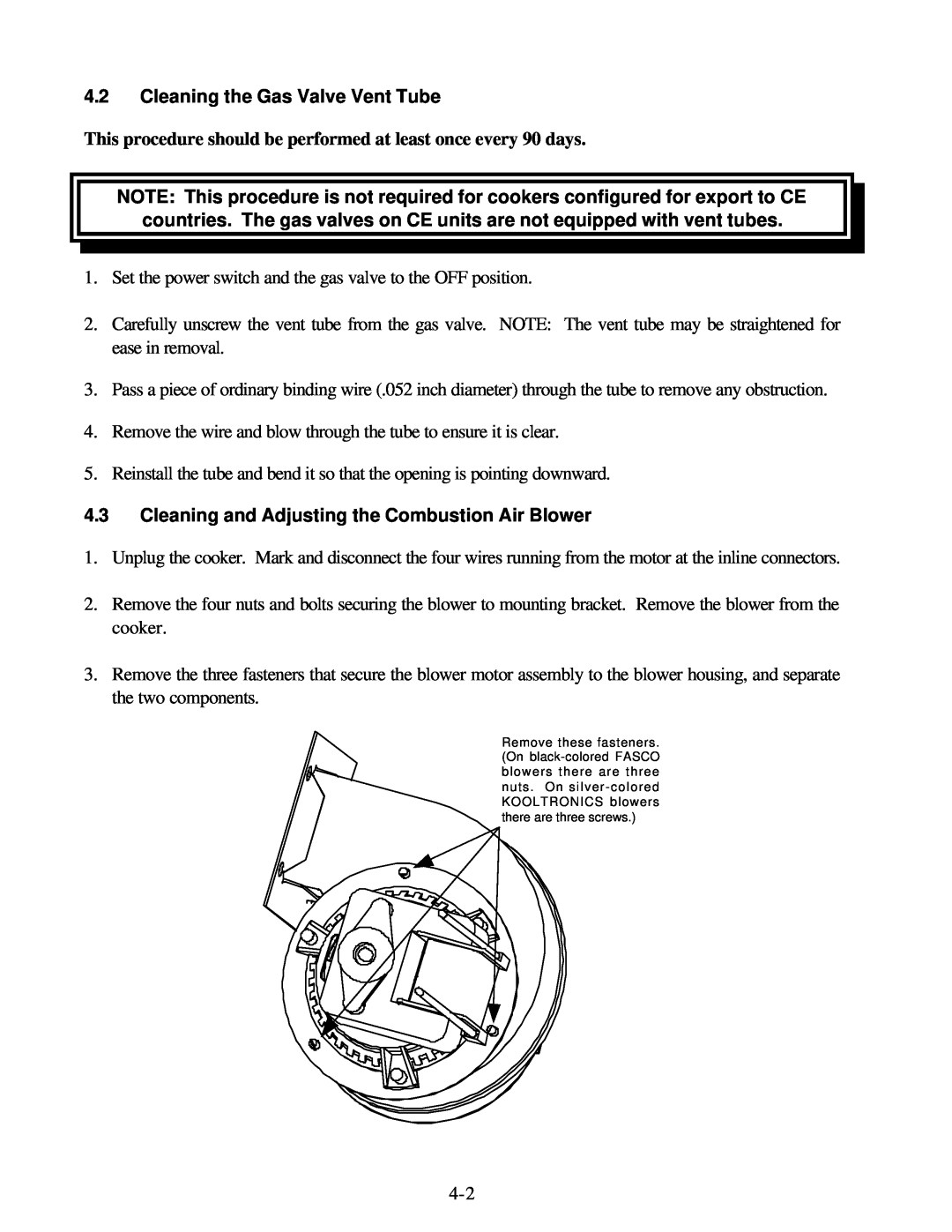 Frymaster GBC, GSMS, GC operation manual 4.2Cleaning the Gas Valve Vent Tube 
