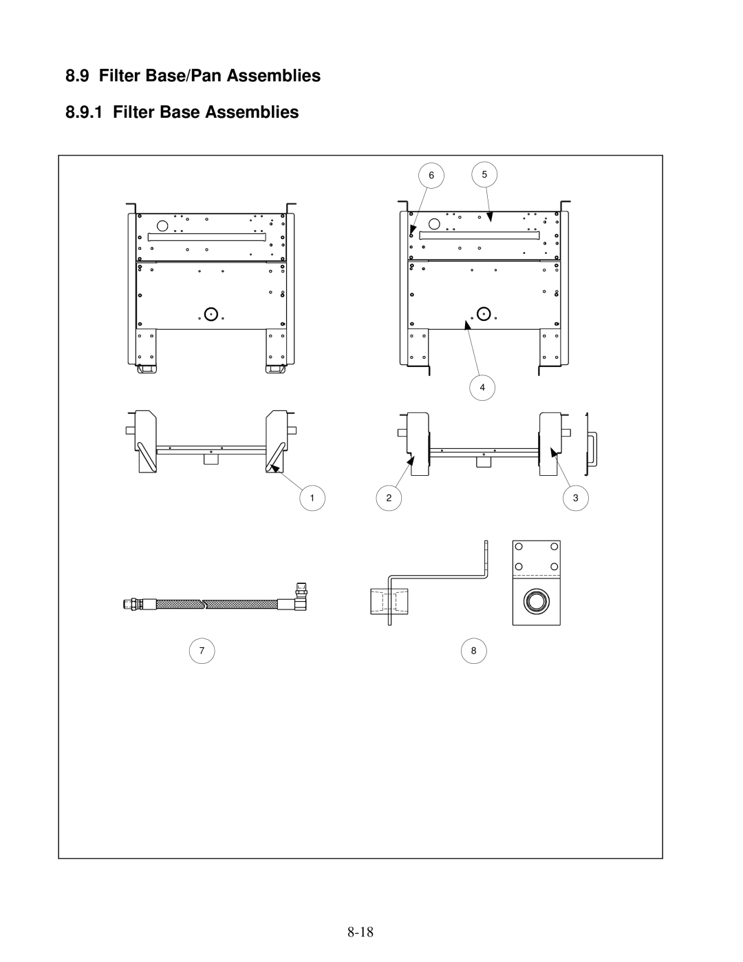 Frymaster H14 Series service manual Filter Base/Pan Assemblies 8.9.1 Filter Base Assemblies 