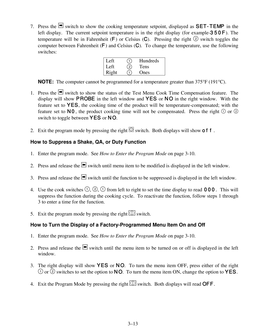 Frymaster H14 Series service manual How to Suppress a Shake, QA, or Duty Function 