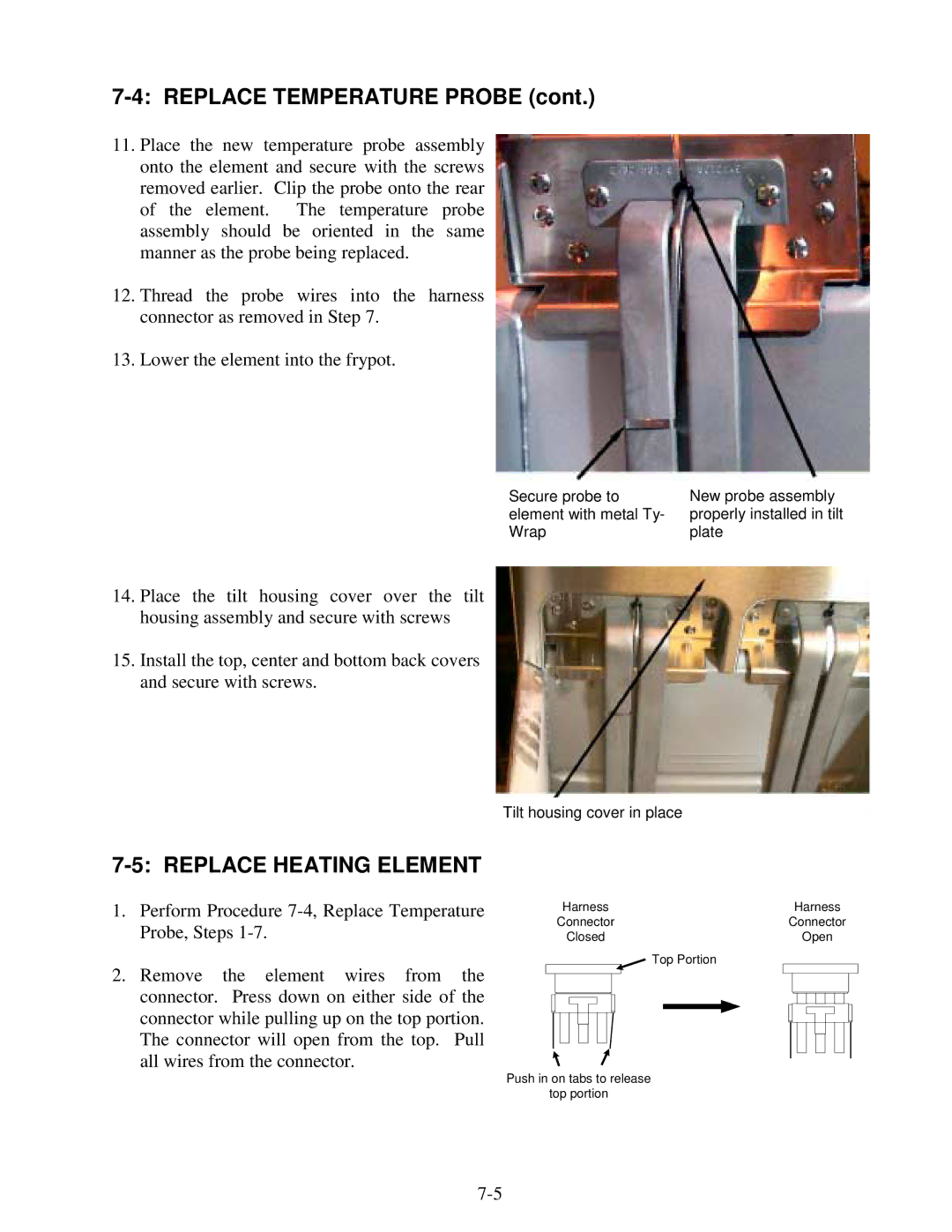 Frymaster H14 Series service manual Replace Heating Element 