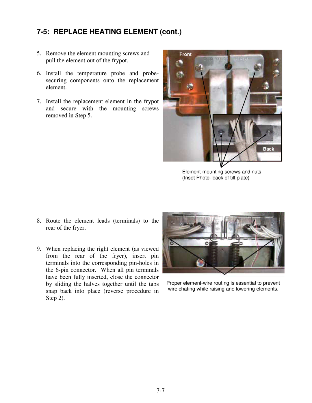 Frymaster H14 Series service manual Remove the element mounting screws 