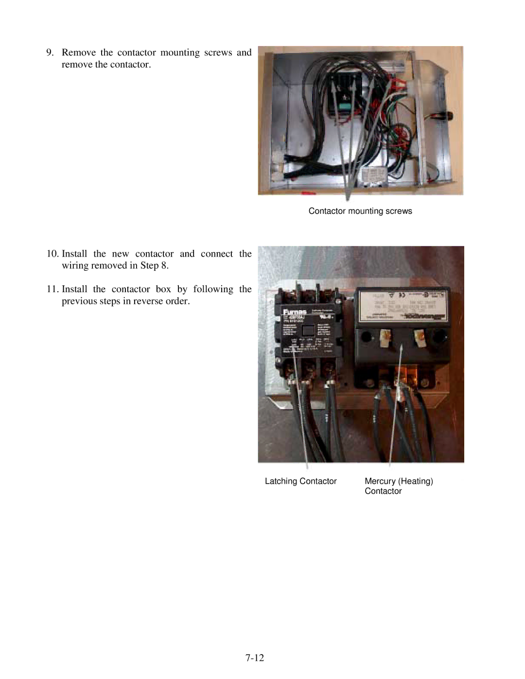 Frymaster H14 Series service manual Contactor mounting screws 