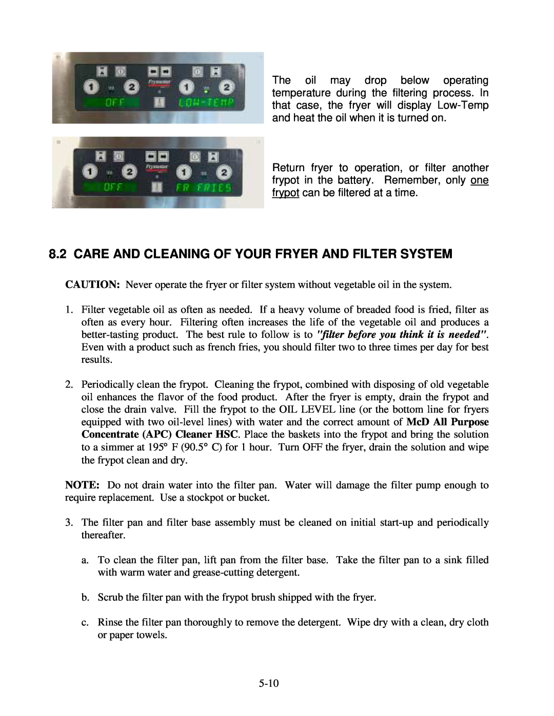 Frymaster H14 Series service manual Care And Cleaning Of Your Fryer And Filter System 