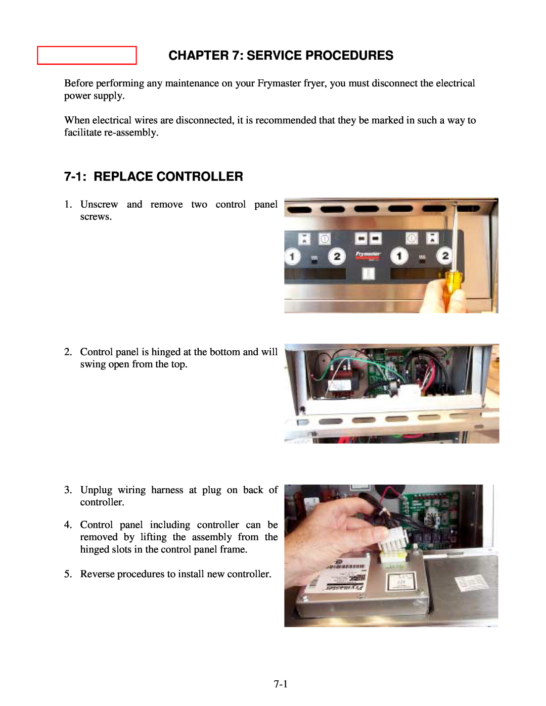Frymaster H14 Series service manual Service Procedures, Replace Controller 