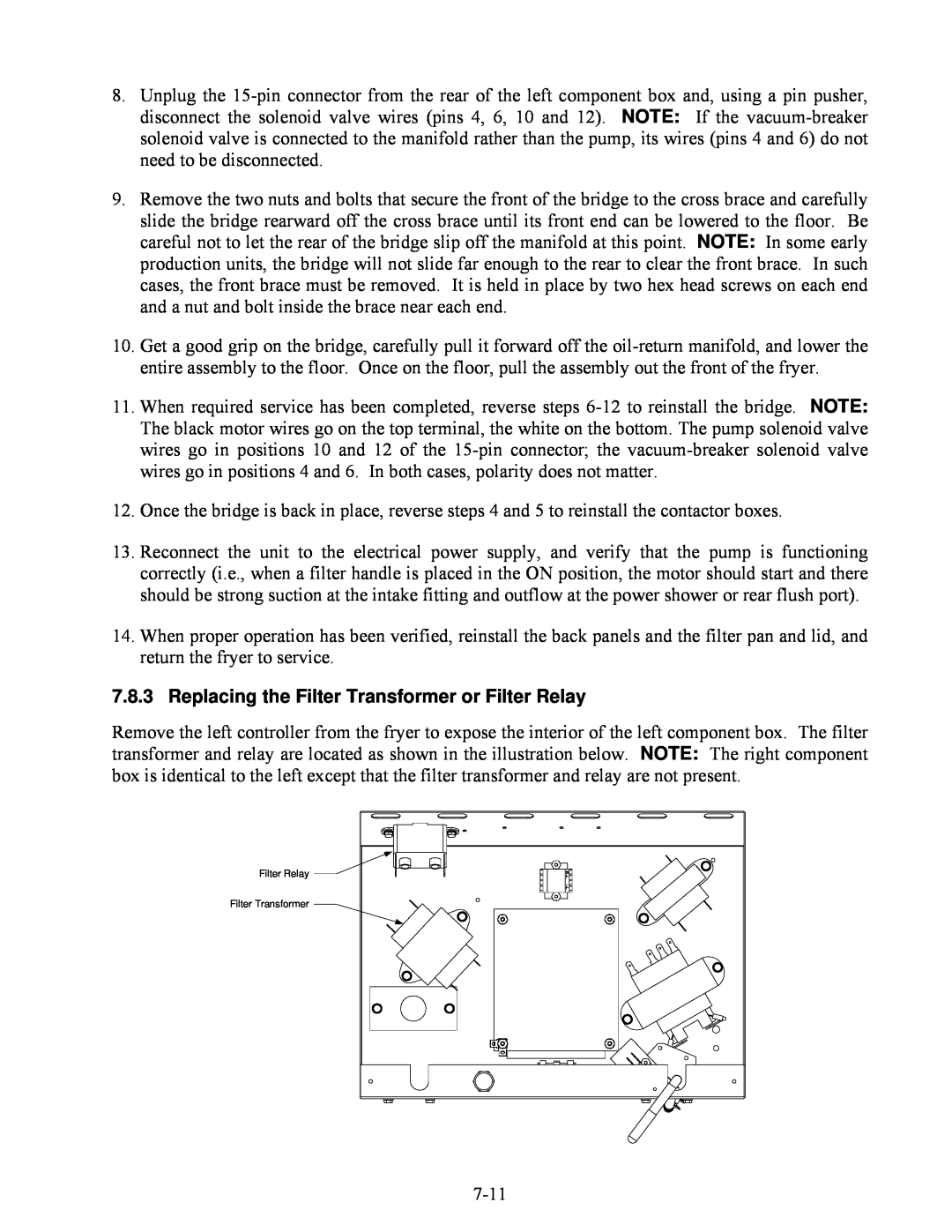 Frymaster H14SC, H17SC, H22SC manual Replacing the Filter Transformer or Filter Relay 