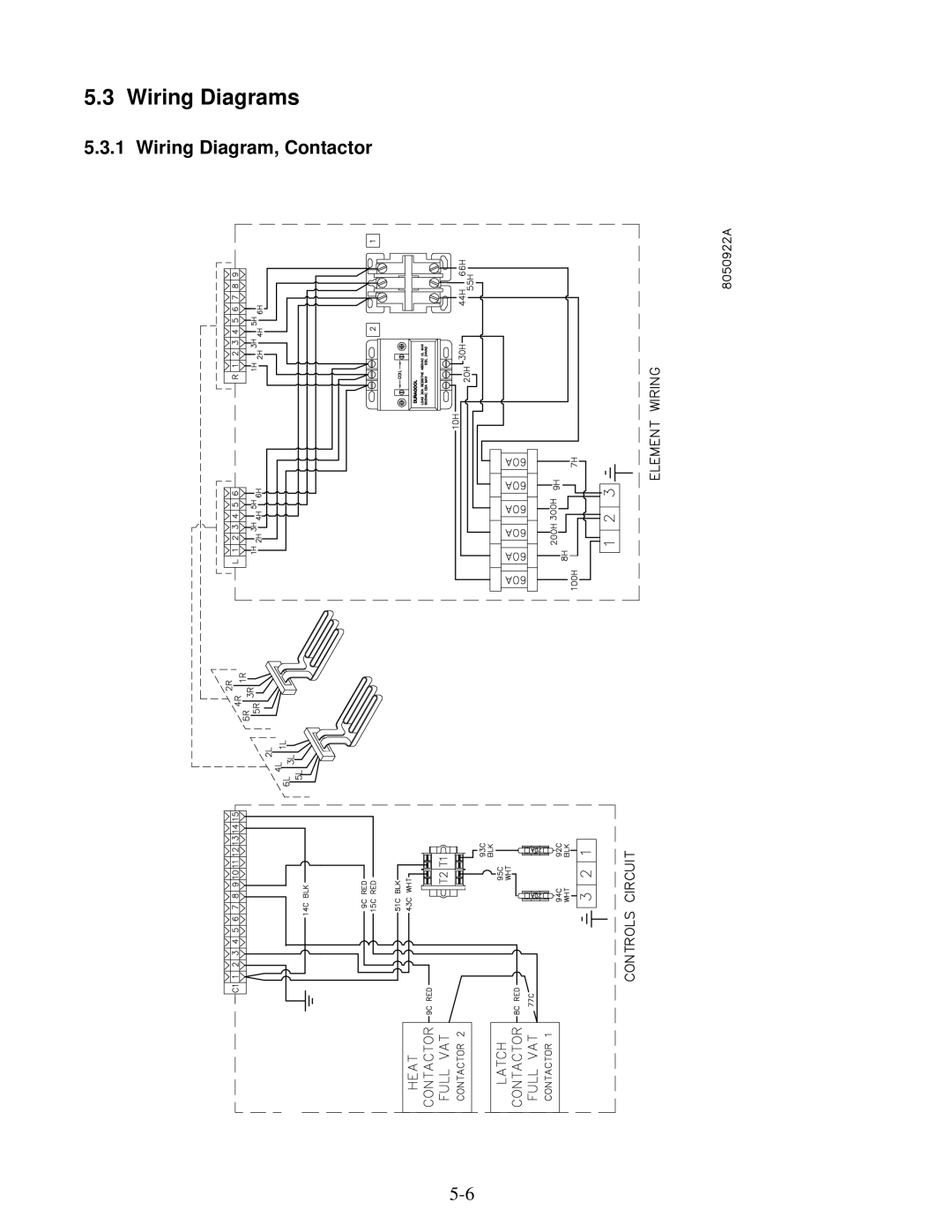 Frymaster H20.5 SERIES manual Wiring Diagrams, Wiring Diagram, Contactor 