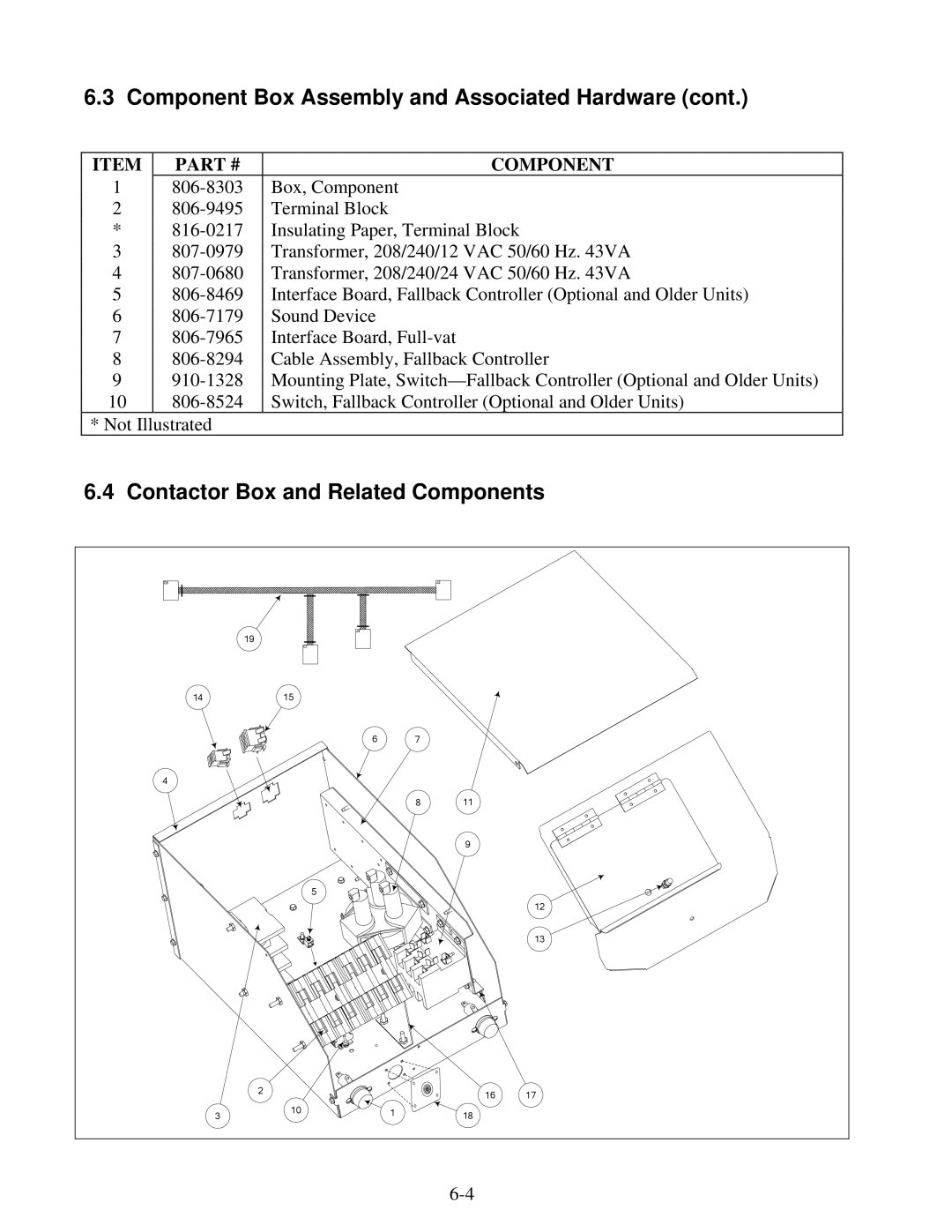 Frymaster H20.5 SERIES manual Contactor Box and Related Components 