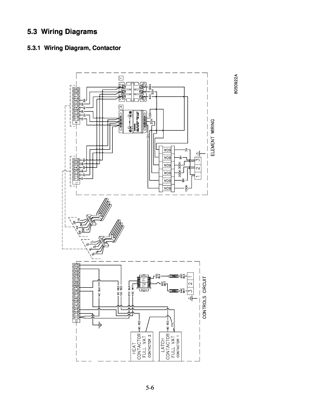 Frymaster H20.5 SERIES manual Wiring Diagrams, Wiring Diagram, Contactor 