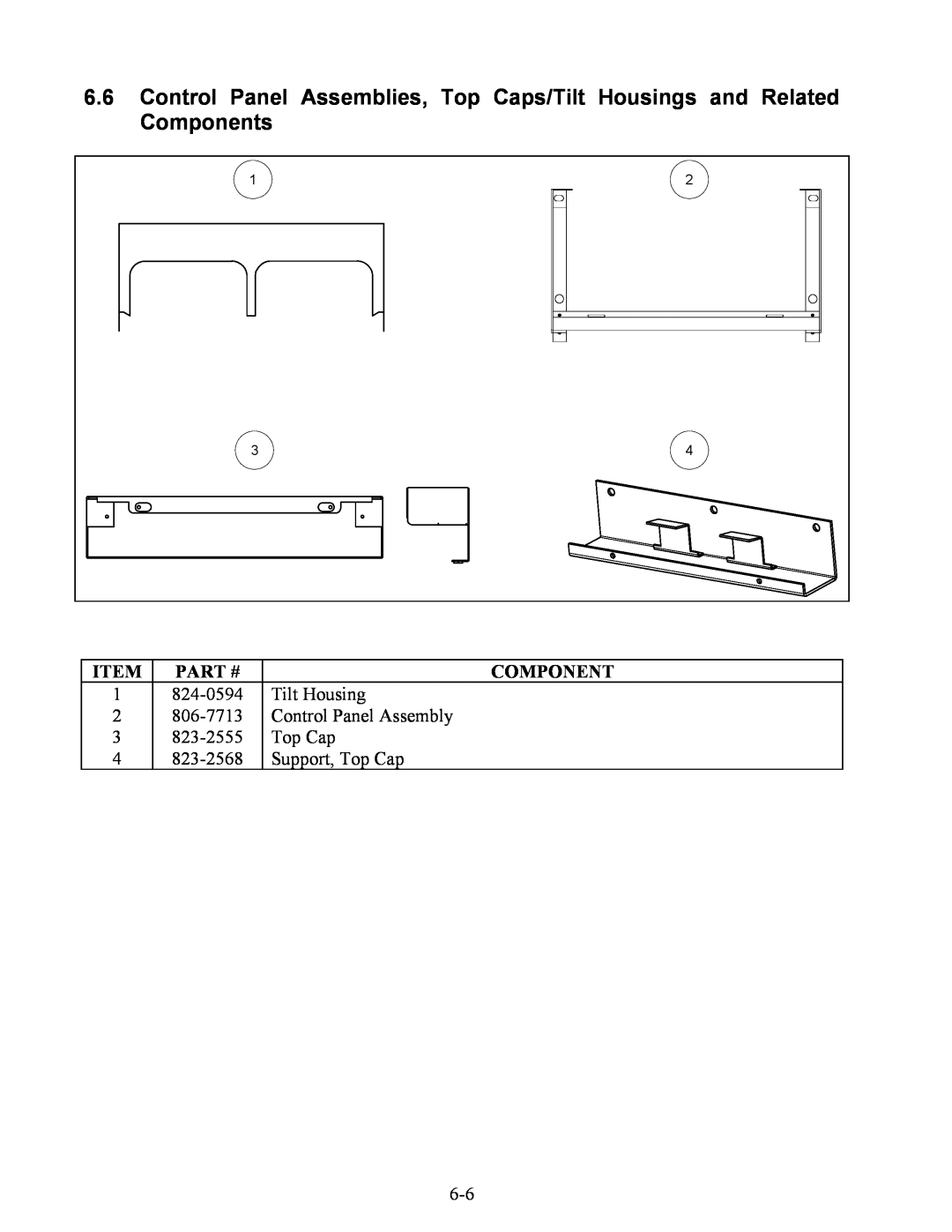 Frymaster H20.5 SERIES Part #, Component, 824-0594, Tilt Housing, 806-7713, Control Panel Assembly, 823-2555, Top Cap 