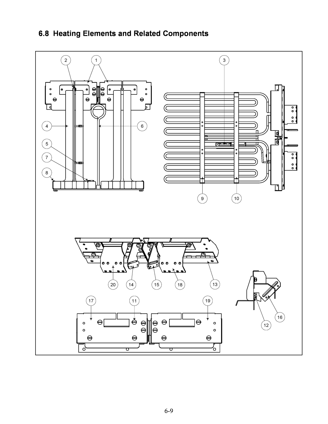Frymaster H20.5 SERIES manual Heating Elements and Related Components 