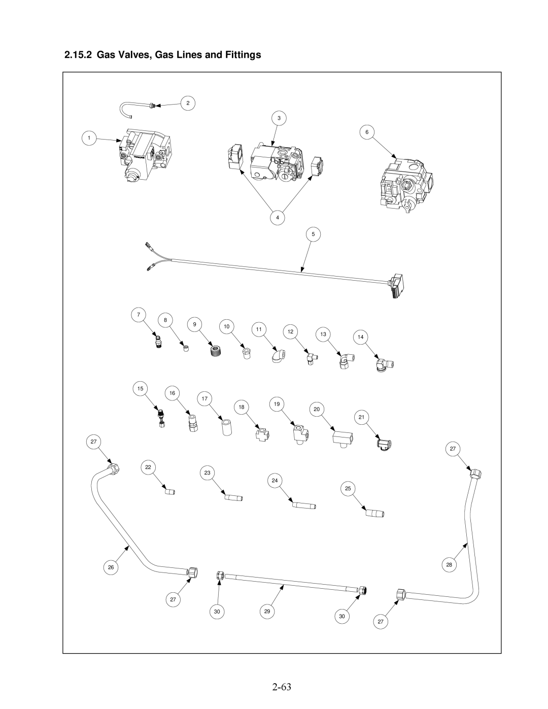 Frymaster H50 Series manual Gas Valves, Gas Lines and Fittings 