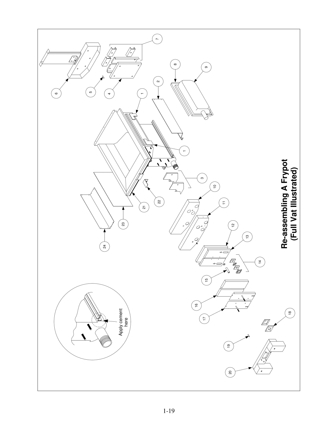 Frymaster H50 Series manual Re-assembling a Frypot Full Vat Illustrated 