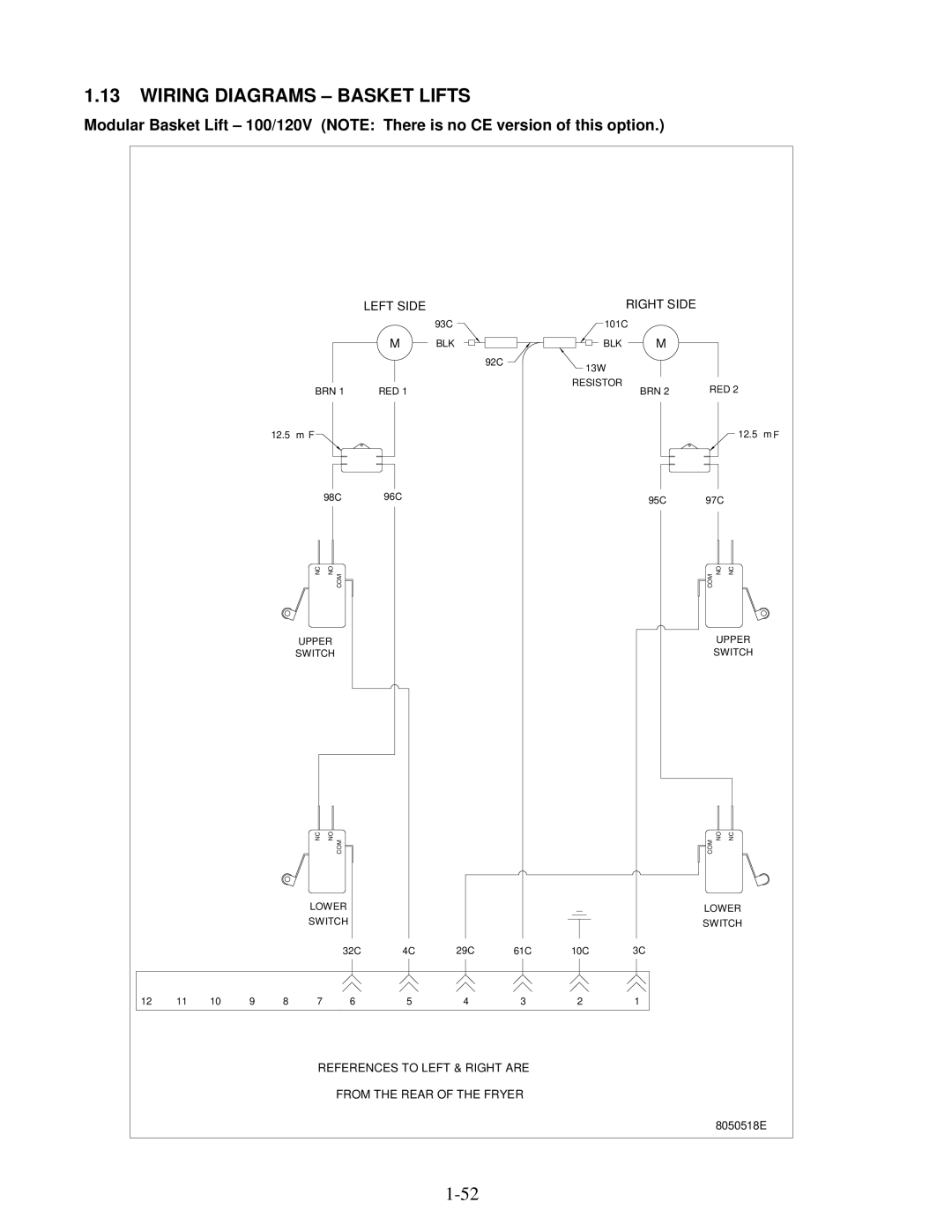 Frymaster H50 Series manual Wiring Diagrams Basket Lifts 