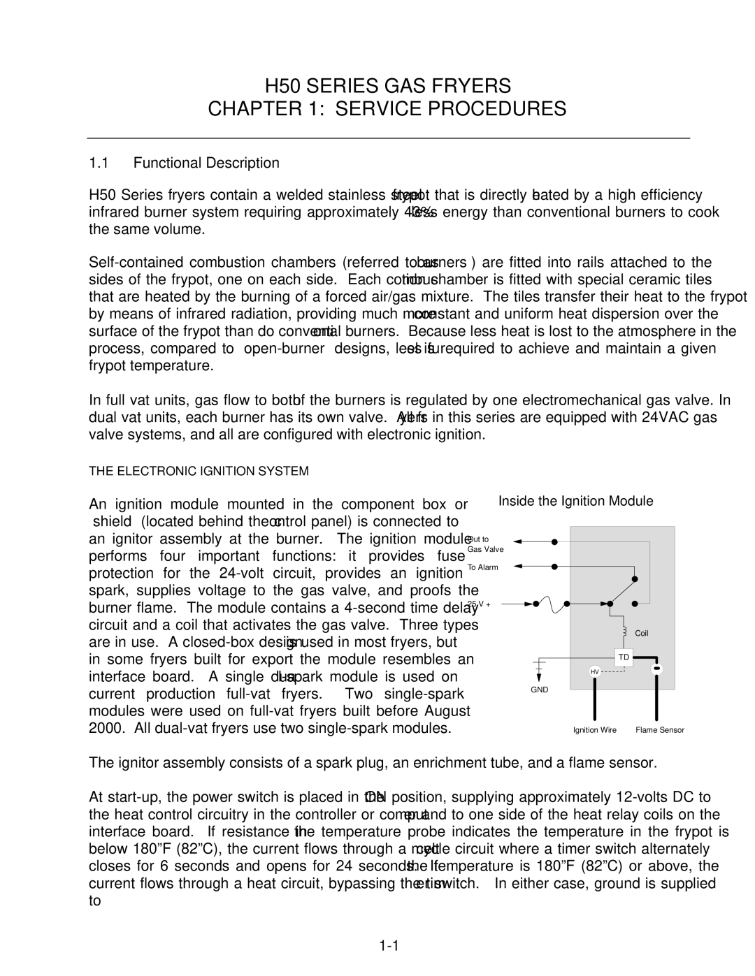 Frymaster manual H50 Series GAS Fryers Service Procedures, Functional Description 