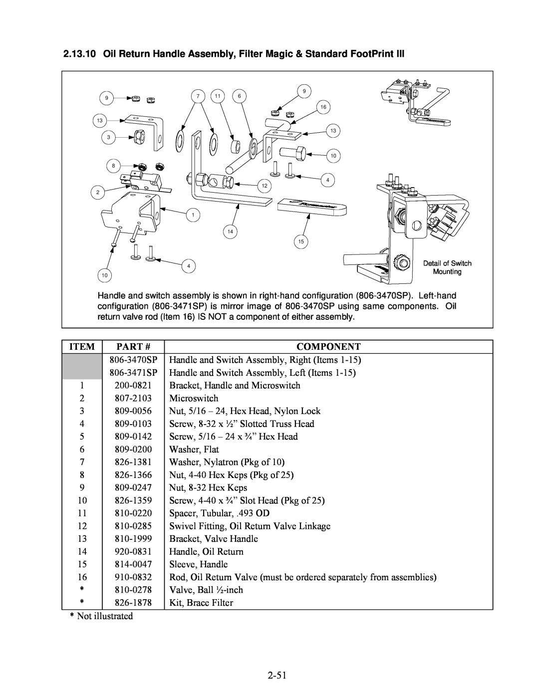 Frymaster H50 Series manual Item, 806-3470SP, Component 