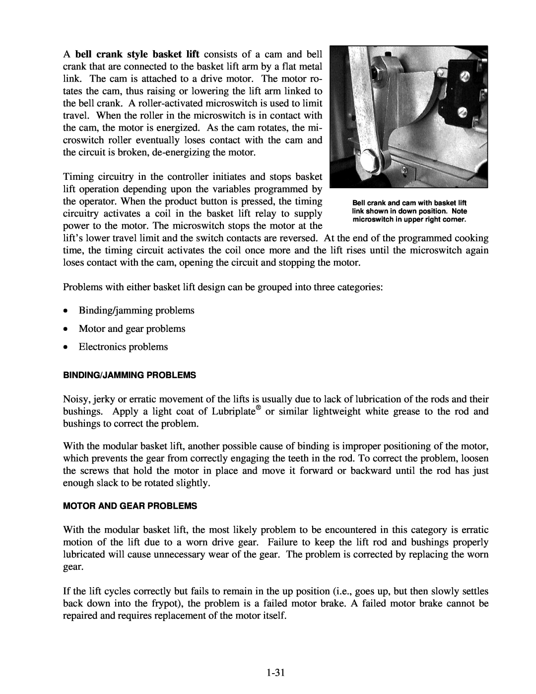 Frymaster H50 Series manual •Binding/jamming problems 