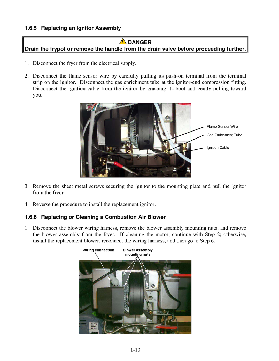 Frymaster H50 manual Replacing or Cleaning a Combustion Air Blower 