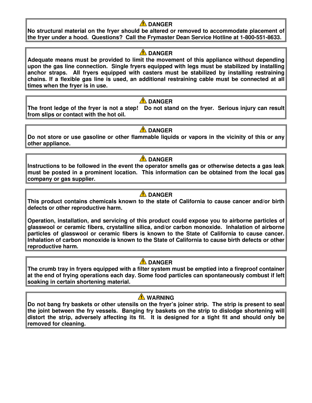 Frymaster H50 manual 