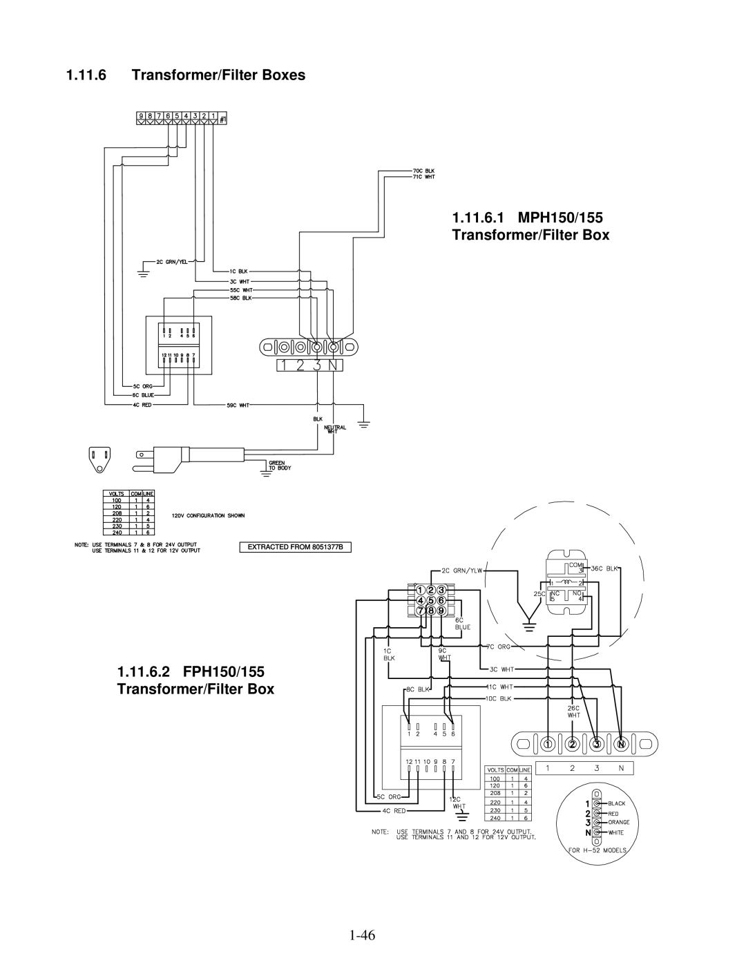 Frymaster H50 manual 11.6.2 FPH150/155 Transformer/Filter Box 