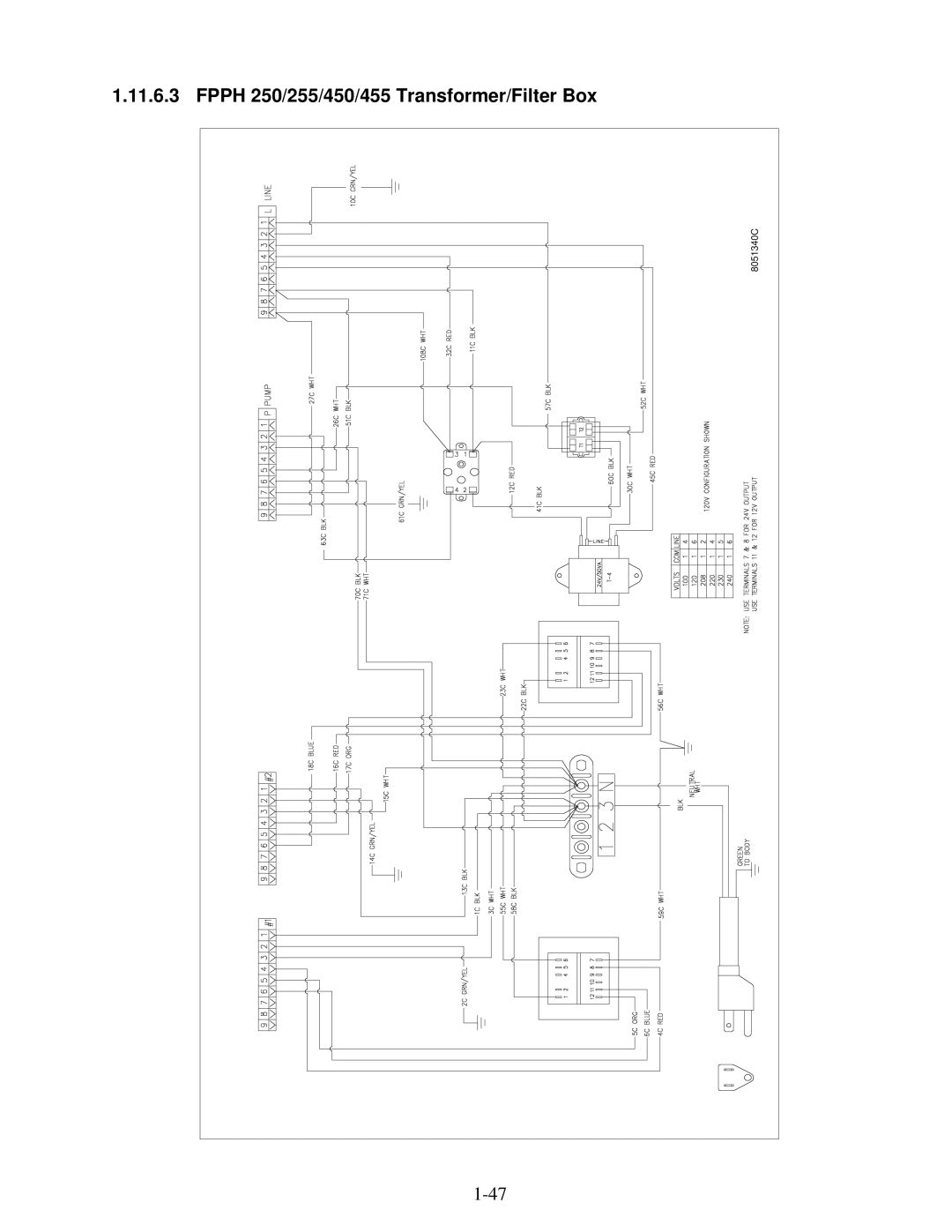 Frymaster H50 manual Fpph 250/255/450/455 Transformer/Filter Box 