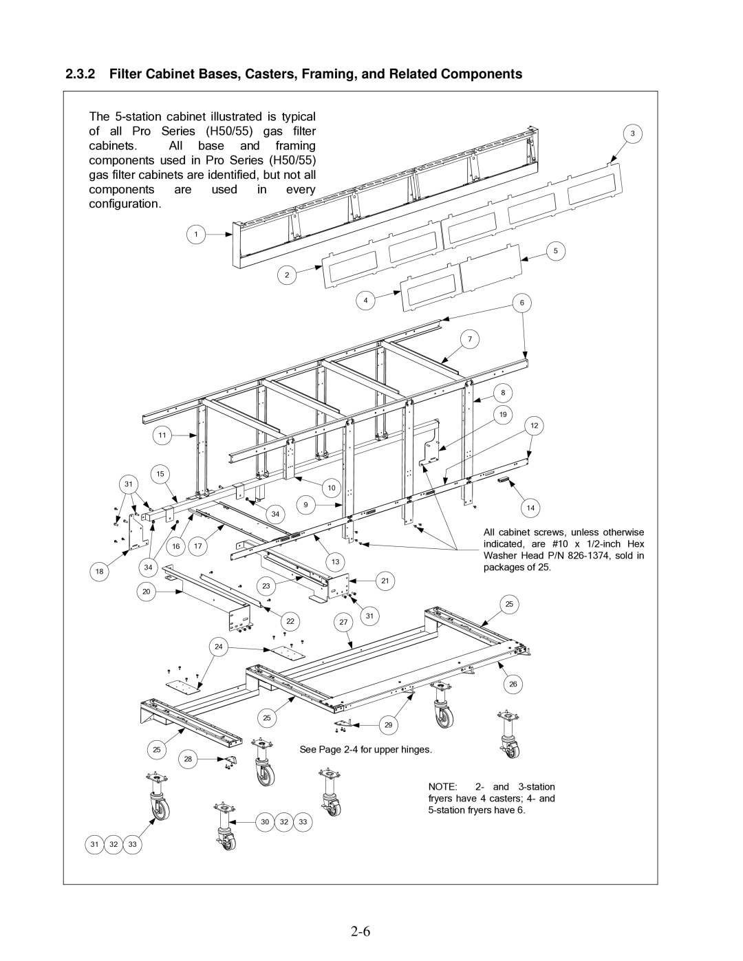 Frymaster H50 manual See Page 2-4 for upper hinges 