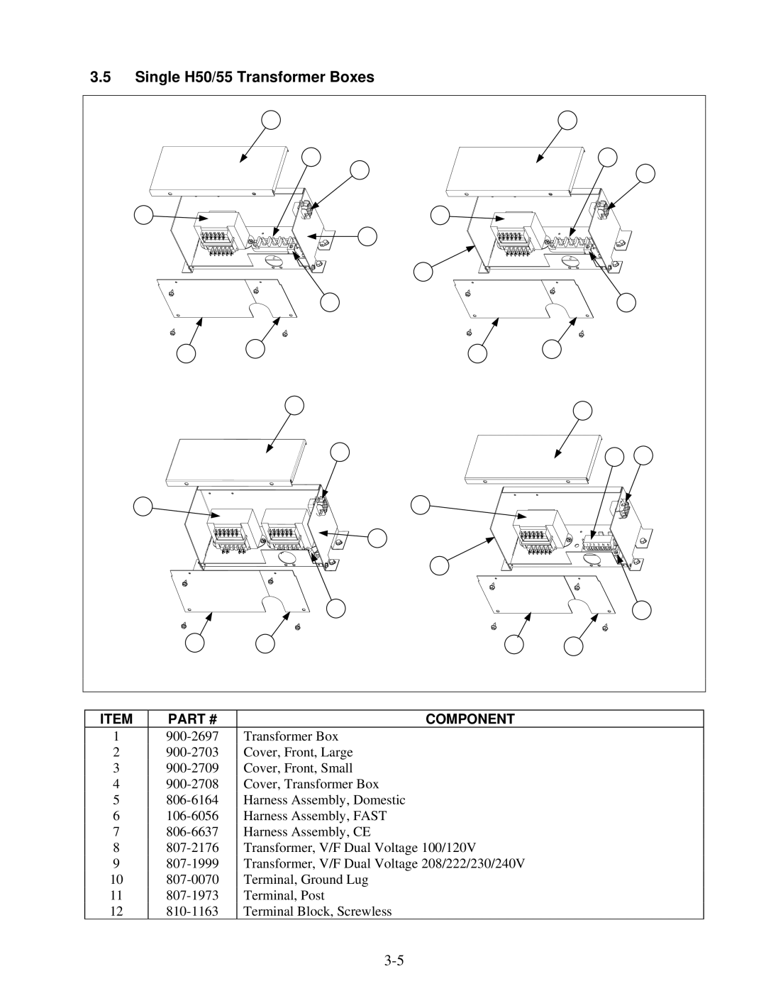 Frymaster manual Single H50/55 Transformer Boxes 