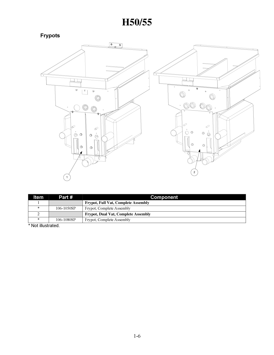 Frymaster H50 manual Frypots, Component 