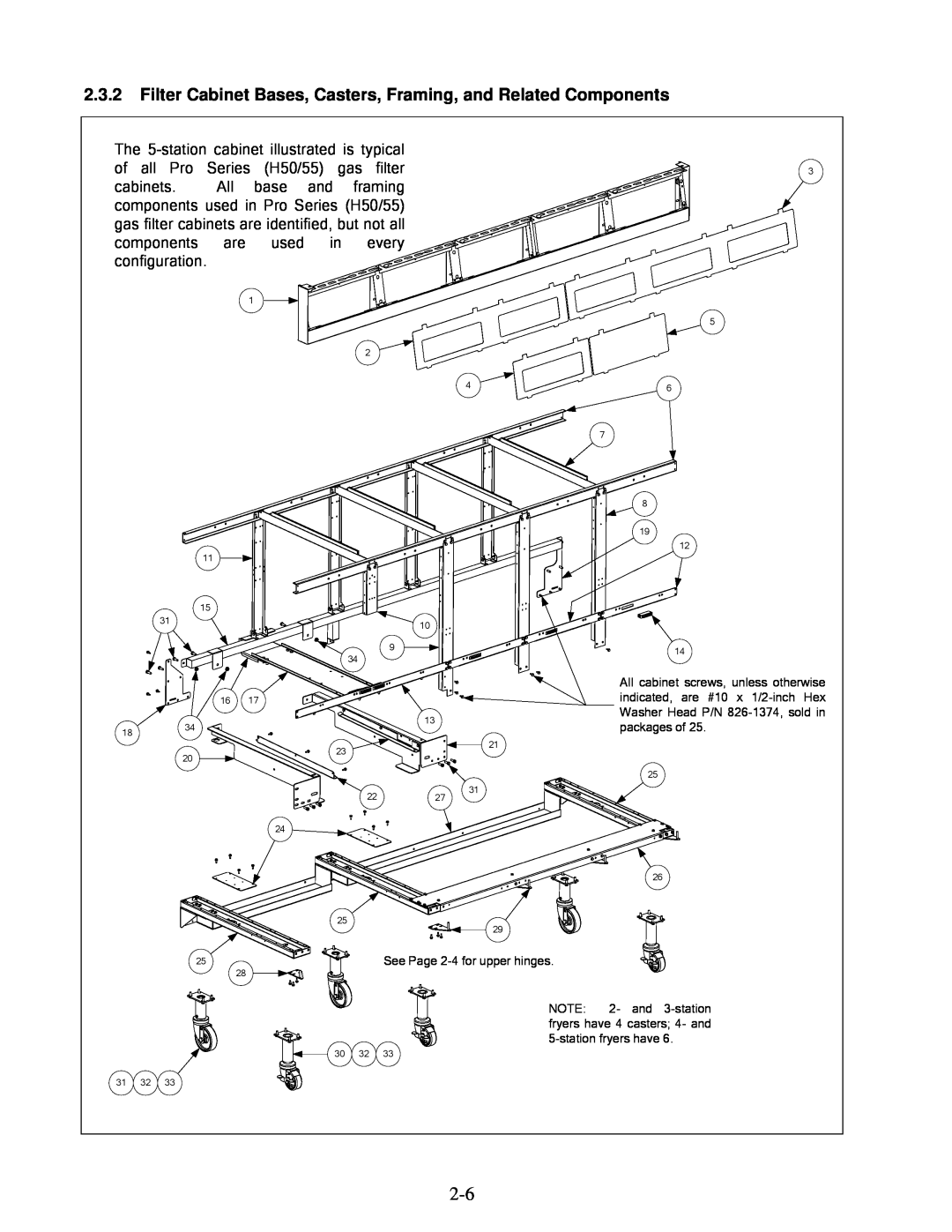 Frymaster H50 manual See Page 2-4for upper hinges 
