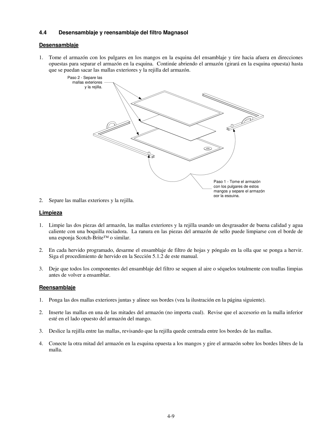 Frymaster H55 manual Limpieza, Reensamblaje 