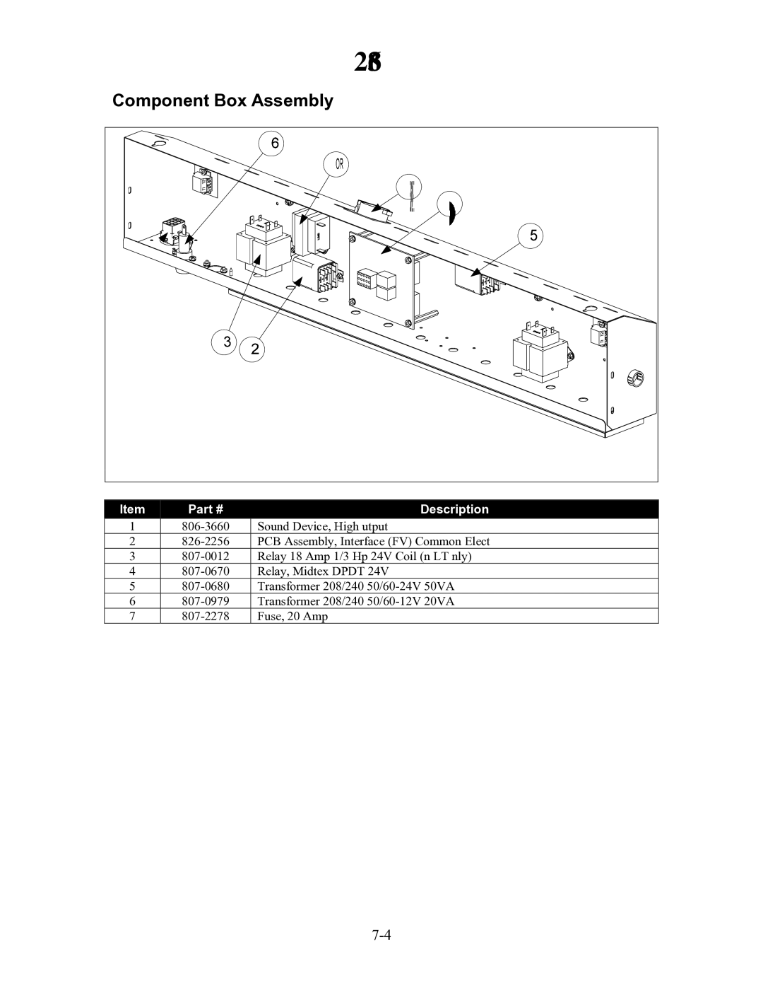 Frymaster H55 manual Component Box Assembly 