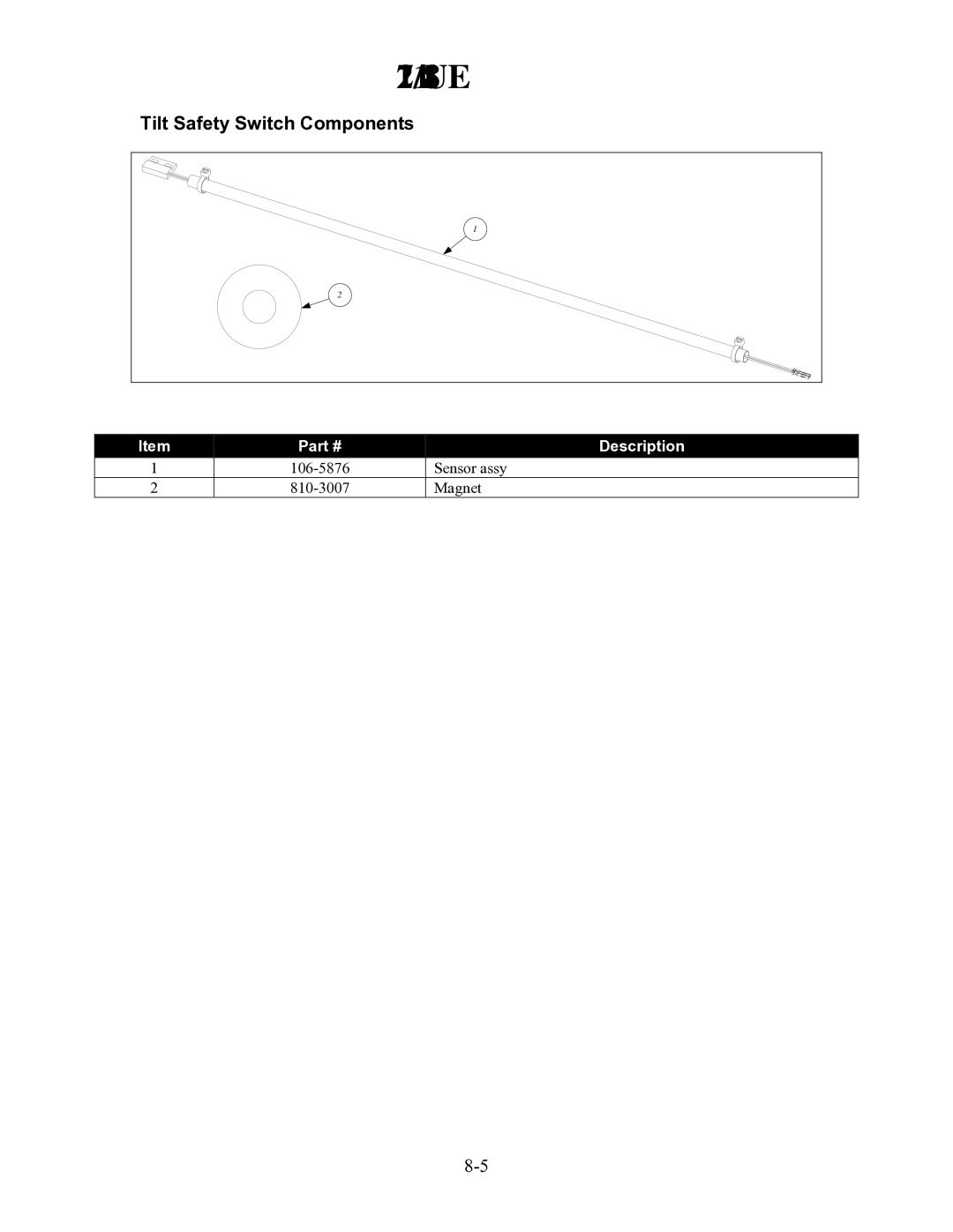 Frymaster H55 manual Tilt Safety Switch Components 