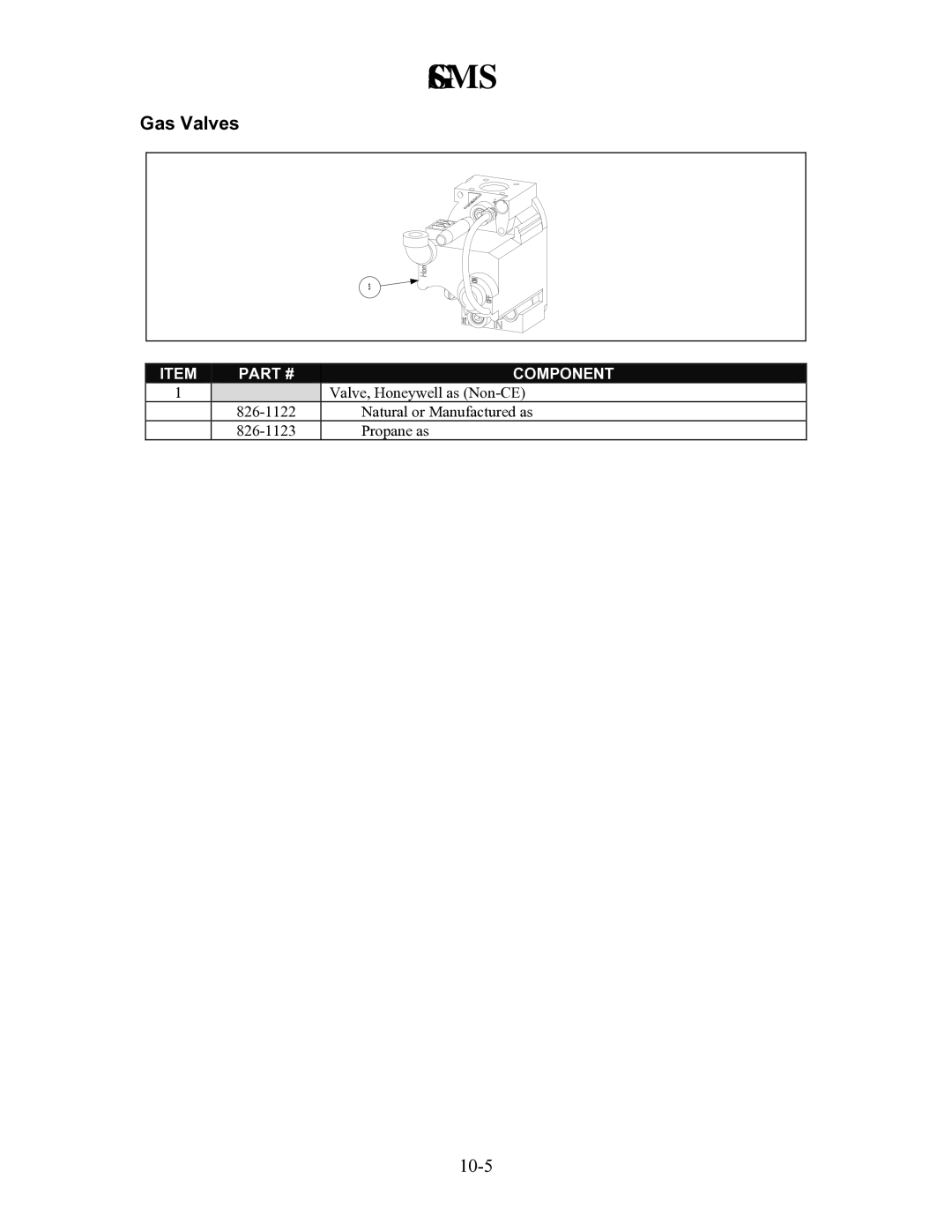 Frymaster H55 manual Gas Valves 