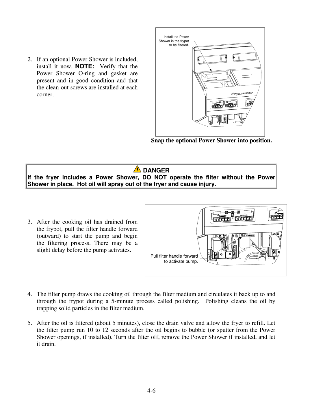 Frymaster H55 operation manual Snap the optional Power Shower into position 