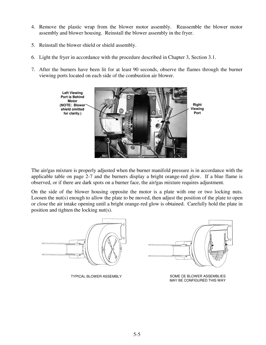 Frymaster H55 operation manual Left Viewing Port is Behind Motor Right 