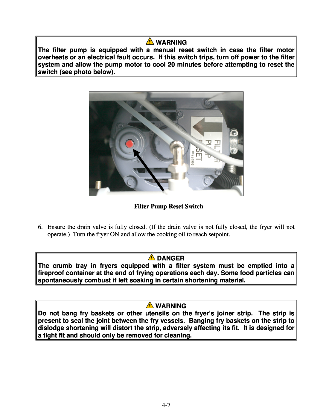 Frymaster H55 operation manual Danger 