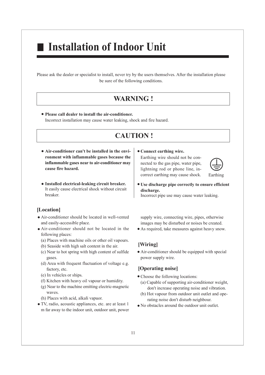 Frymaster HCFU-42CF03, HCFU-42HF03 installation manual Installation of Indoor Unit, Location 