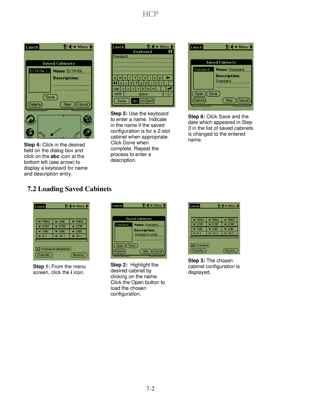 Frymaster HCP operation manual Loading Saved Cabinets 