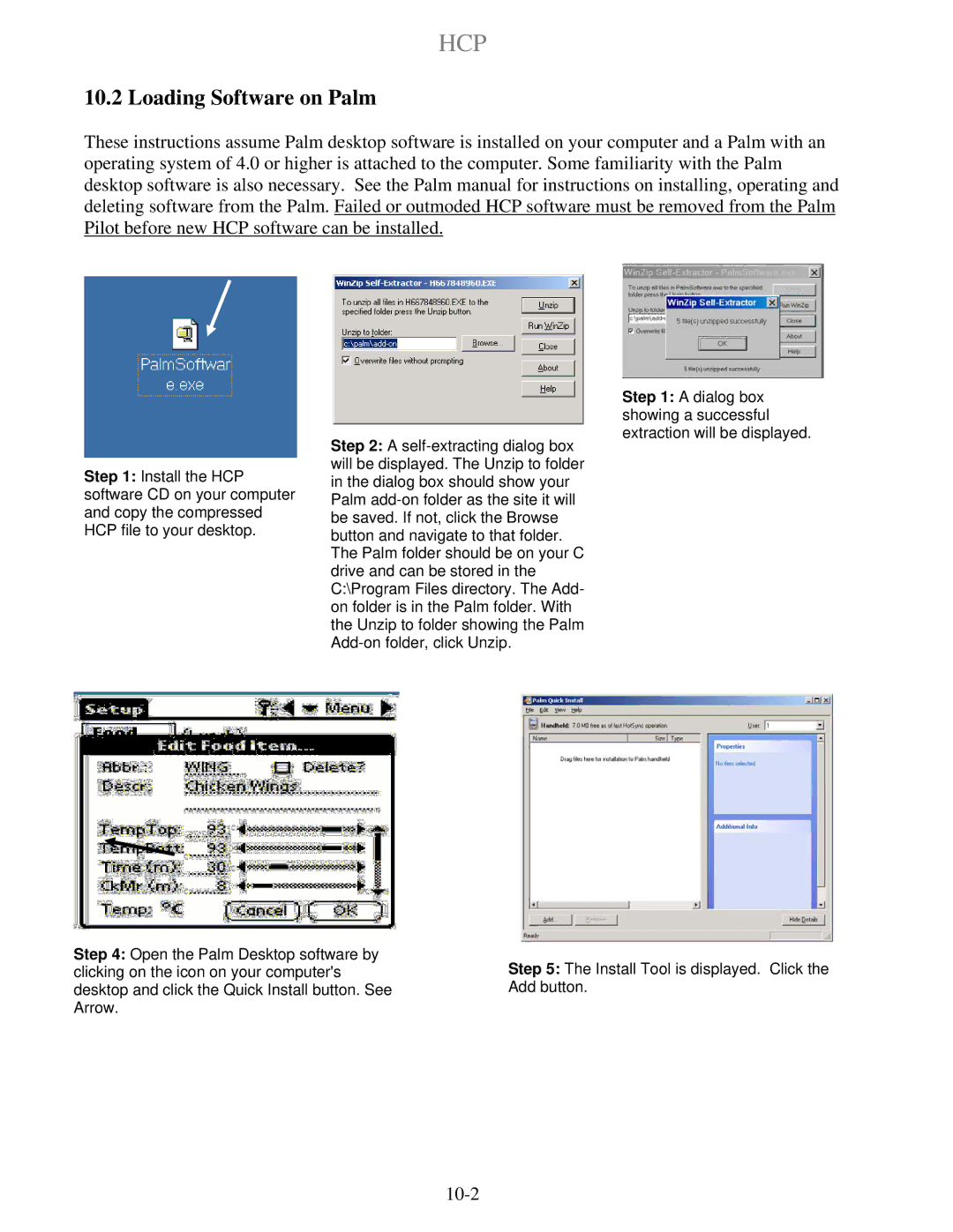 Frymaster HCP operation manual Loading Software on Palm 