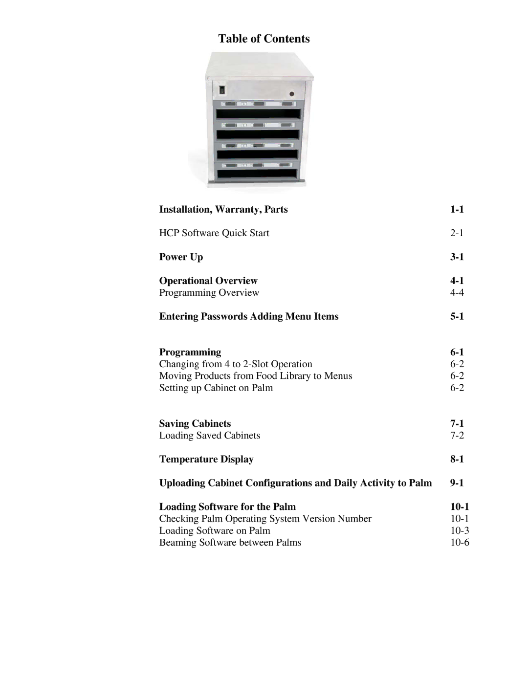 Frymaster HCP operation manual Table of Contents 